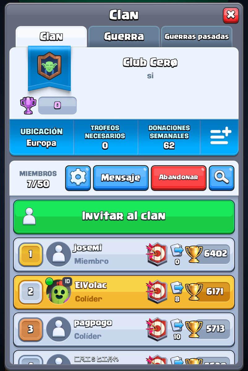 Chicos hicimos un clan de <a href="/club0band/">CLUB CERØ</a> meterse 

¡! link.clashroyale.com/invite/clan/es…