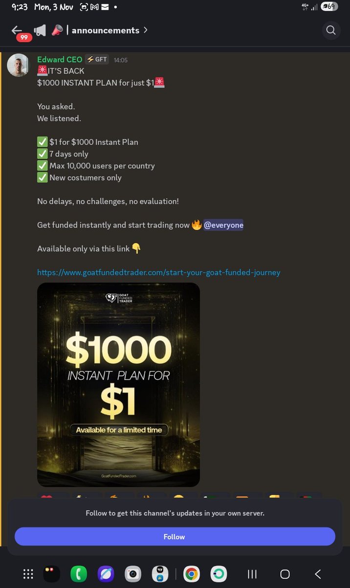 johnchimaobi1's tweet photo. @TradeLikeDonnar https://t.co/w33v90fNWA

In case you re interested kindly purchase $1000 for 1$ instant funded acct https://t.co/gpGMG43ANA