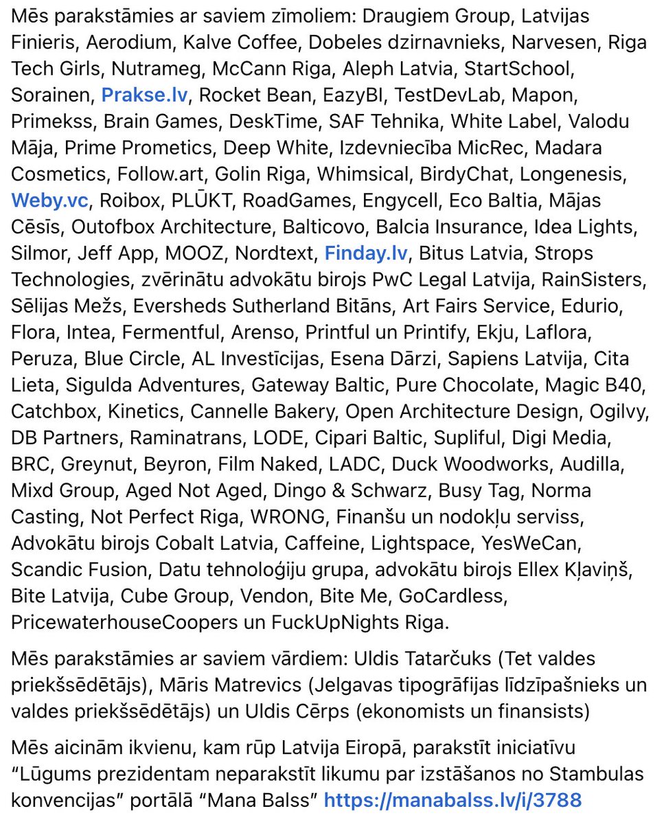 Latvijas uzņēmēju atklāta vēstule: "Saeimas balsojums par izstāšanos no “Eiropas Padomes Konvencijas par vardarbības pret sievietēm un vardarbības ģimenē novēršanu un apkarošanu” ir kļūda, kas ir radījusi reputācijas kaitējumu gan mūsu zīmoliem, gan valstij kopumā.”