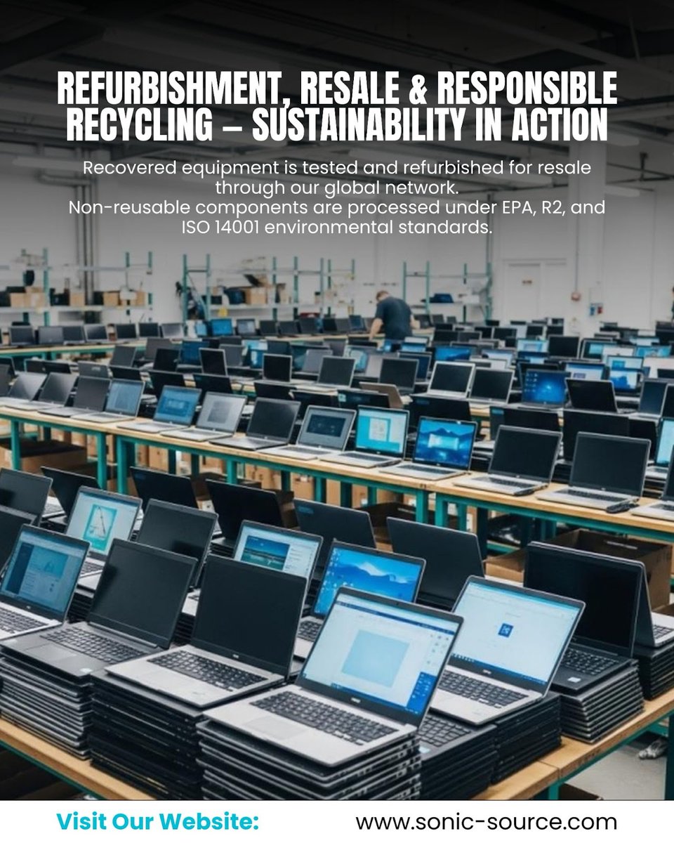 SourceSoni25436's tweet image. We extend the life of technology responsibly.
Sonic Source refurbishes, resells, and recycles IT assets under globally recognized environmental certifications — reducing e-waste while recovering value.
---
Visit Our website: sonic-source.com 
.
.
.
.
#SonicSource