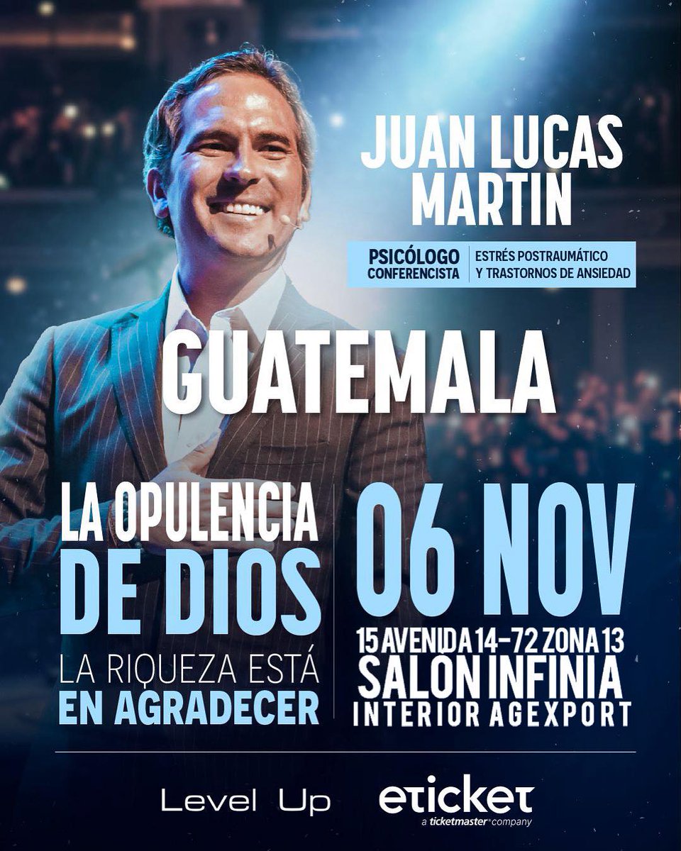 Una noche de transformación con Juan Lucas Martín

Psicólogo clínico, especializado en fobias, estrés post traumático y trastornos de ansiedad.

🗓06 de Noviembre
📍Salón Infinia Agexport
🎟eticket.gt

#JuanLucasMartin #LaOpulenciaDeDios
