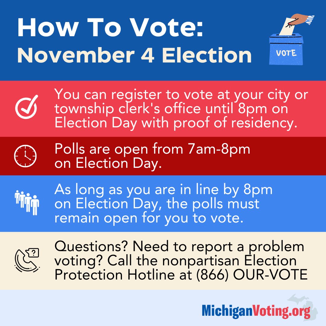 Here’s what you need to know to vote in the November 4 Election. #MIVoting