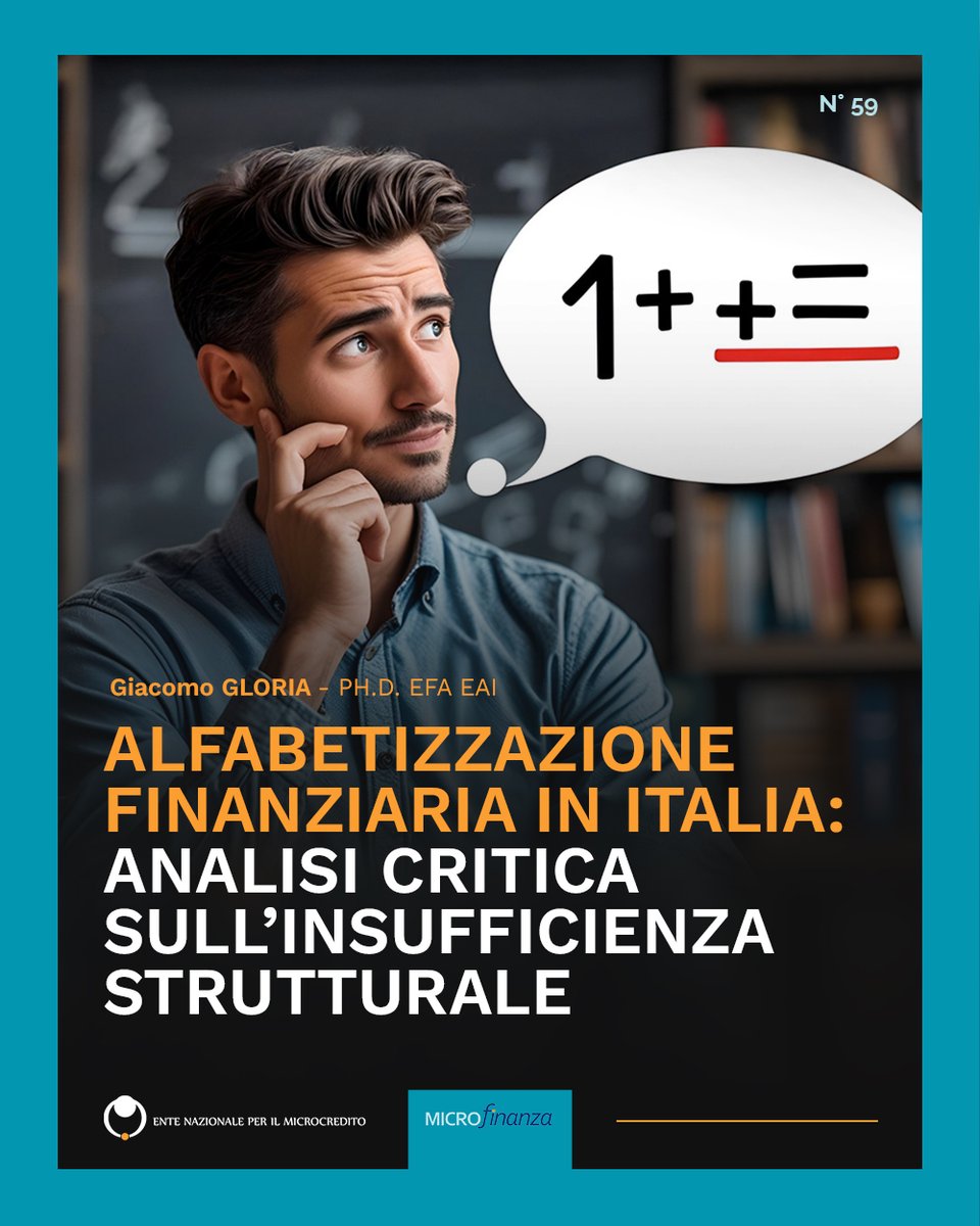 🗞️ ALFABETIZZAZIONE FINANZIARIA IN ITALIA: ANALISI CRITICA SULL’INSUFFICIENZA STRUTTURALE

“La scarsa educazione finanziaria […] espone ampie fasce della popolazione a decisioni impulsive o mal consigliate”.

Leggi l’articolo di Giacomo Gloria 👉 rivista.microcredito.gov.it/component/cont…