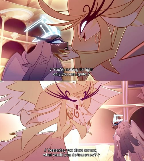 Chuucifer's tweet photo. IF u think about it she is "the" Metatron!! 

#HazbinHotel #hazbinhotelseason2  #Angels https://t.co/3wbnL9b1ff