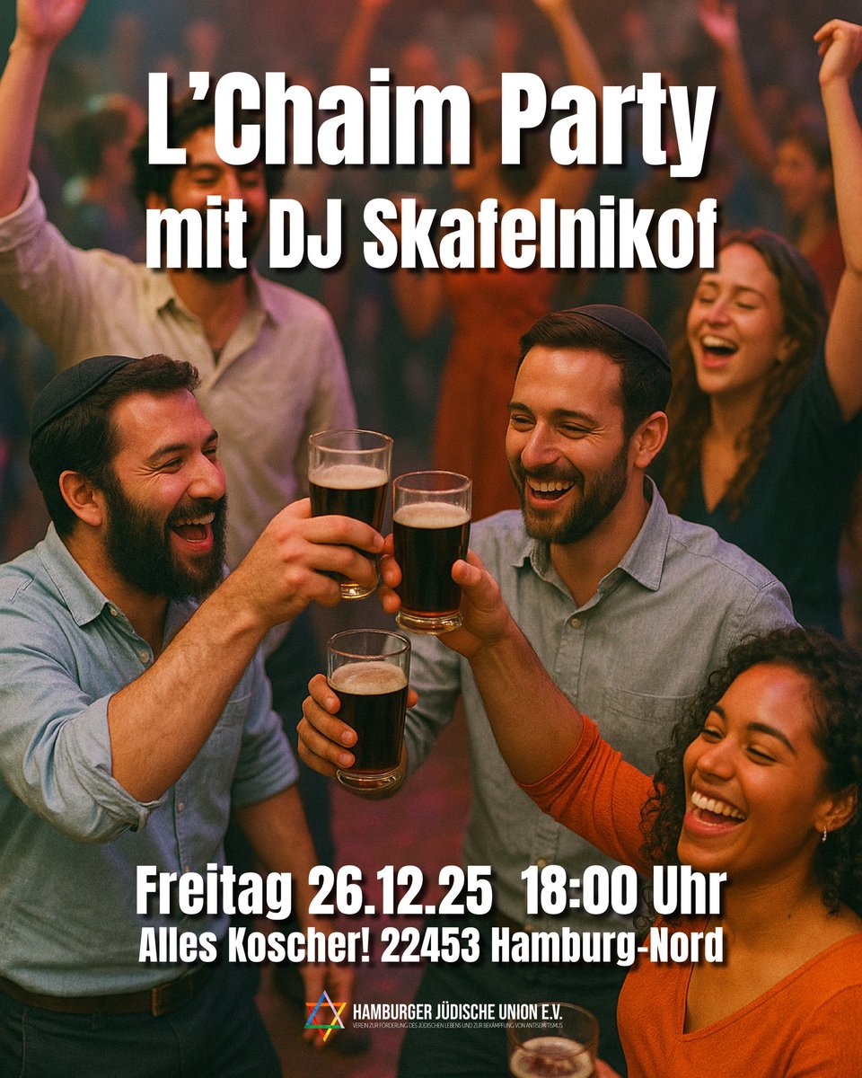 Tickets: LeChaim-Party.eventbrite.de

#JLiHH #LeChaimParty #HamburgNord