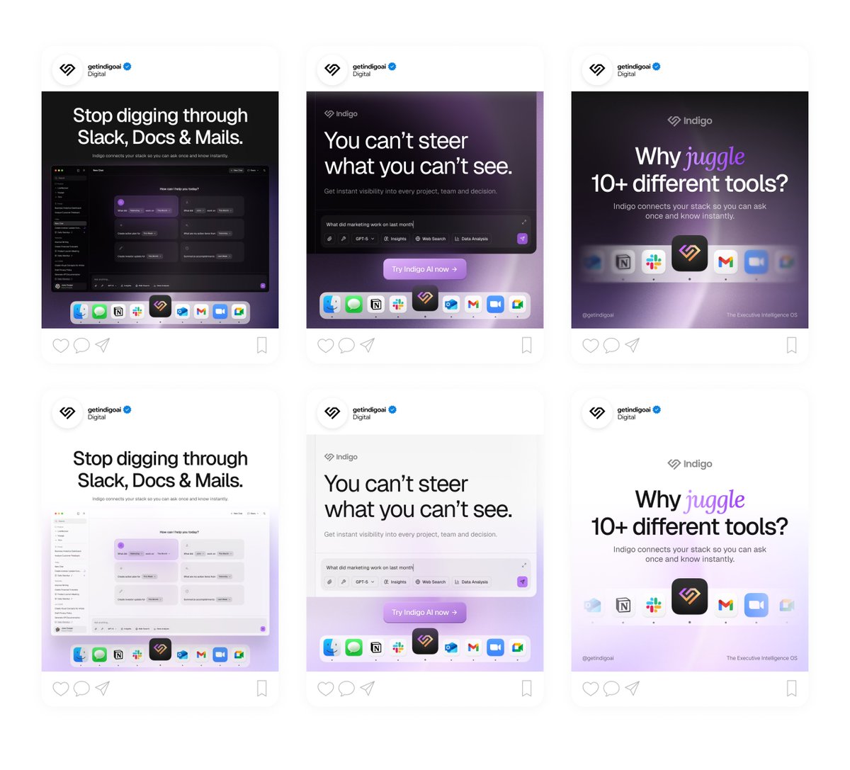 Ad designs for Indigo AI, dark or light mode? 🌓
