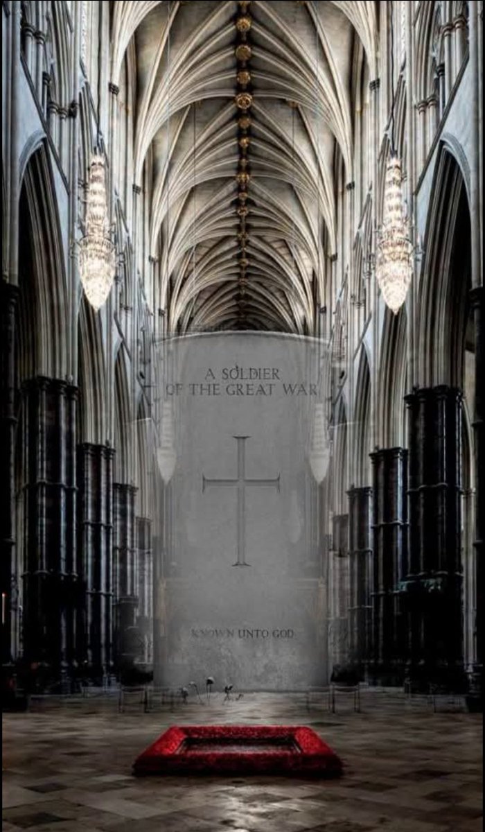 HannahIamthest1's tweet photo. Each year, as the eleventh day of the eleventh month dawns, a sacred silence falls upon Westminster Abbey.  

And here,  He lies beneath the ancient stones of England’s heart — nameless, ageless, and eternal. Around Him, the Abbey breathes its quiet prayers, and every echo of its bells carries the pulse of a nation’s soul. 
No name is carved upon His stone, for His name is legion. He is the son of every mother who waited in vain, the beloved of every sweetheart who wept by an empty hearth, the brother whose laughter fell silent in a faraway field.
He is the embodiment of sacrifice — a man who gave everything, yet kept nothing, not even His name. 

In His stillness, He speaks for millions who have no voice. Through Him, the lost are remembered; through Him, grief finds its shape; through Him, the story of courage is told again and again, without words, without end. 
Now He rests, cloaked in the silence of eternity, yet His presence fills the Abbey like a living prayer.  

Every Footstep that passes, every poppy laid upon His grave, is an act of remembrance. 
He is not forgotten, for He is all of them.