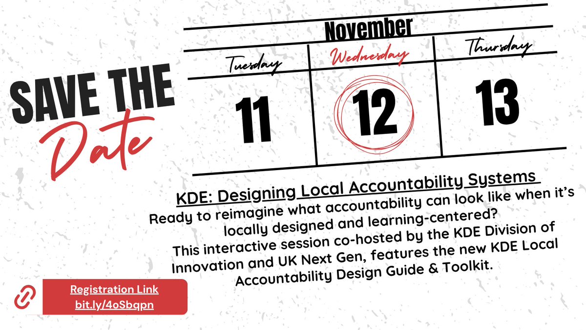 🚨 Attention: DISTRICT + SCHOOL LEADERS, TEACHERS, AND COACHES join us for:
𝗞𝗗𝗘: 𝗗𝗲𝘀𝗶𝗴𝗻𝗶𝗻𝗴 𝗟𝗼𝗰𝗮𝗹 𝗔𝗰𝗰𝗼𝘂𝗻𝘁𝗮𝗯𝗶𝗹𝗶𝘁𝘆 𝗦𝘆𝘀𝘁𝗲𝗺𝘀
Sign Up: drive.google.com/.../1UyNzr1N..…