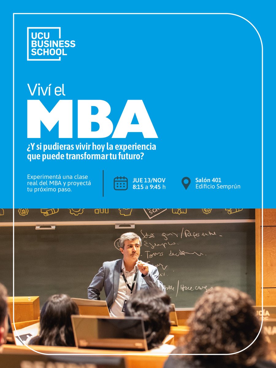 ¿Te imaginás viviendo la experiencia MBA? 🎓

Te invitamos a participar de una sesión especial donde vas a poder experimentar una clase real del MBA y conocer, a través del método del caso, cómo se desarrollan las habilidades necesarias para liderar, analizar y tomar decisiones