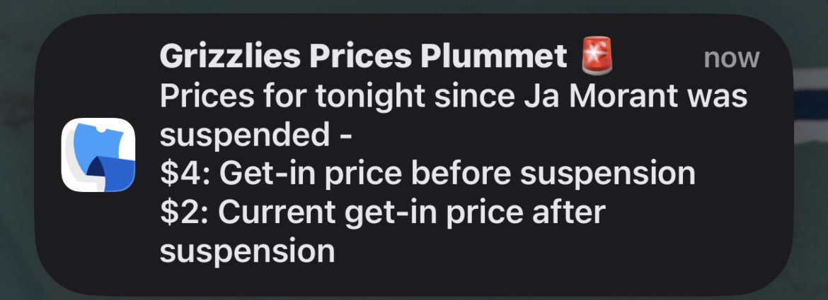 mikeyfowlaa55's tweet image. What an insane notification to get from @TickPick on a Monday afternoon in Boston MA