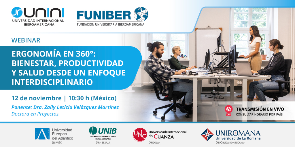 💡 La ergonomía es más que entorno físico. Acompaña a la Dra. Zaily Velázquez en el webinar «Ergonomía en 360°», sobre bienestar, productividad y salud.

🗓️ 12 nov | 10:30 h (MX)
🔴 En vivo en YouTube UNINI México

👉🏻 Más detalles: fnbr.es/cw9