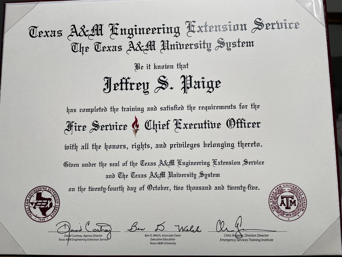 Please join us in congratulating Spring Fire Captain Jeff Paige on his graduation from the <a href="/teexagency/">Texas A&M Engineering Extension Service (TEEX)</a> Fire Service Chief Executive Officer program.
We are excited to celebrate his outstanding achievement with you.

#tamu #TEEX #fireservice #firefighter #SpringTX