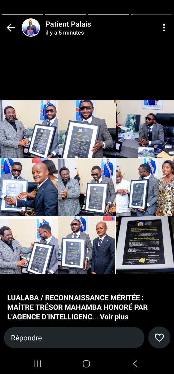 🌍 Le #Lualaba avance !
Le combat contre la fraude et la criminalité porte ses fruits.
Maître Trésor MAHAMBA reçoit le Prix d’Excellence de l’AIE pour son engagement exemplaire.
Leadership, rigueur et résultats au service de la Nation ! 
#BonneGouvernance #RDC