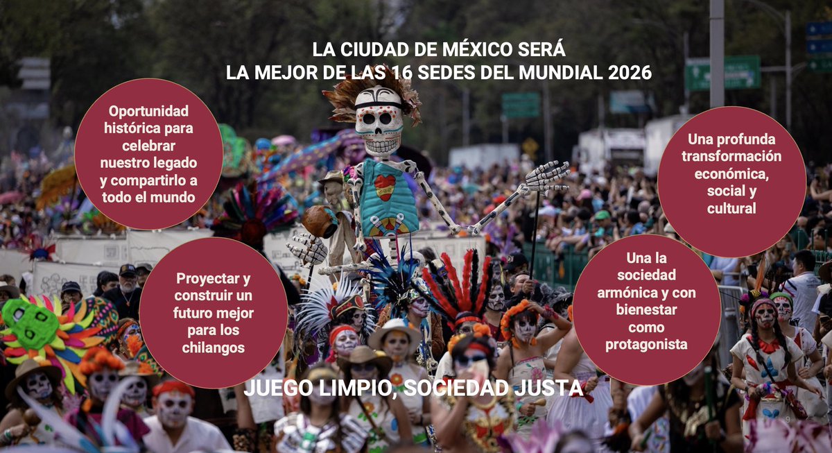Hoy la Ciudad de México es la sede más preparada para el #Mundial2026 🌍⚽. Nos guía el principio de Juego limpio, sociedad justa.

CDMX: esnmás que una moda, un clásico del mundo.
Lideramos en cultura, gastronomía, conciertos y hospitalidad.

Somos la ciudad que el mundo elige.
