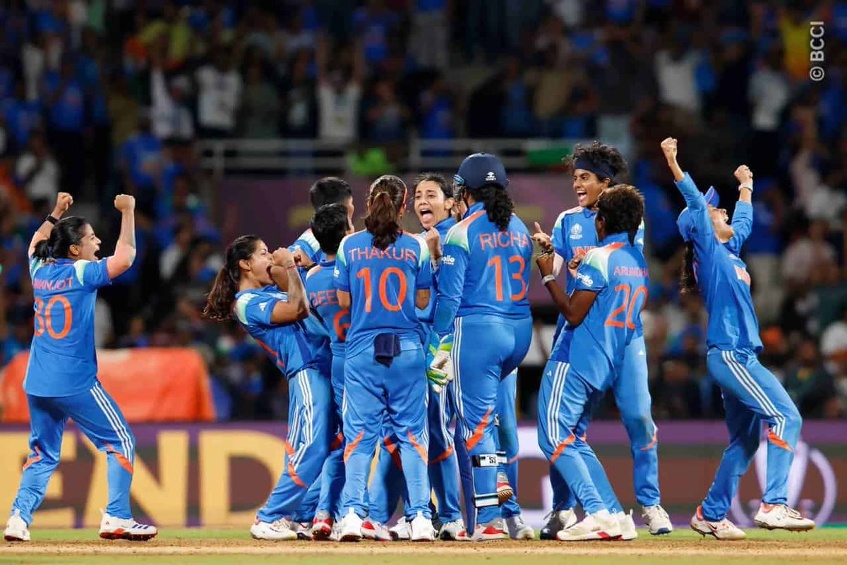 tarkVtark's tweet photo. 🇮🇳 Our Women are the Champions! Congratulations to @ImHarmanpreet &amp; entire Indian Women’s Cricket Team for winning the World Cup Finals vs SA. Our first &amp; a milestone victory in the history of the game. Great performances by @TheShafaliVerma &amp; @Deepti_Sharma06 .  @BCCI @BCCIWomen https://t.co/gMuWBDQz7G