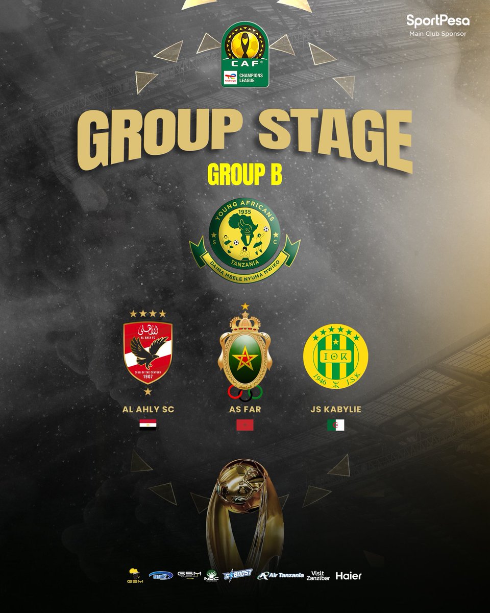 YoungAfricansSC's tweet image. Hatua ya makundi Ligi ya Mabingwa Afrika, Wananchi tumepangwa Kundi B🔰💪🏽 #TotalEnergiesCAFCL 

#TimuYaWananchi  
#DaimaMbeleNyumaMwiko