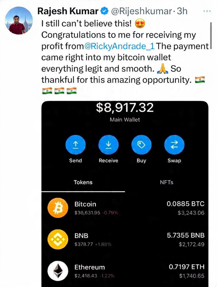 Big congrats to my investor on another profit win! 🥳 Watching your success grow has been amazing. Don’t let doubt rule your life — it’s time to believe and take action. Invest now and thank yourself later! 💵🔥
