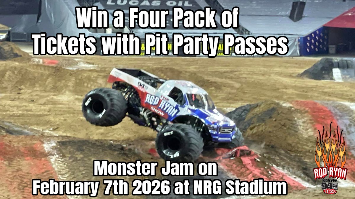 Here is your chance to win a 4-pack of
<a href="/MonsterJam/">Monster Jam</a> tix with pit passes. <a href="/rodryanshow/">Rod Ryan Show</a> and #every20minutes want to hook you up. For your chance to win, retweet this tweet using <a href="/945thebuzz/">94.5 The Buzz</a>. Winner selection at 7:20 am