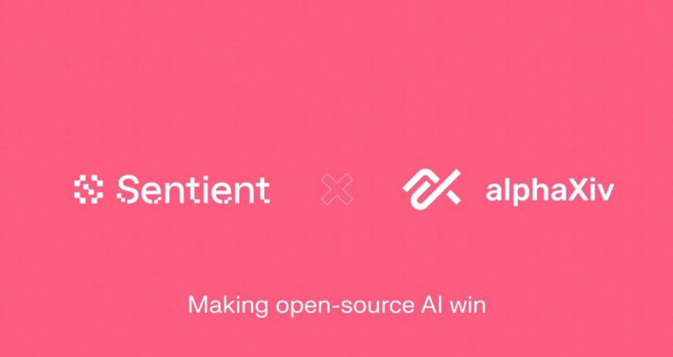 A new wave of collaboration just dropped, AlphaXiv has joined forces with <a href="/SentientAGI/">Sentient</a>.

AlphaXiv is the go to place to explore and understand AI research, while Sentient is where those ideas are built and brought to life.

Both share one goal: open knowledge, open code, and