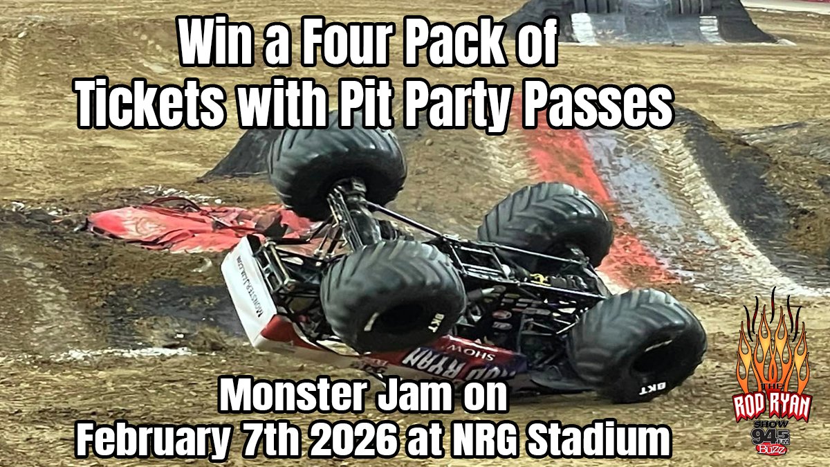 Here is another four-pack of tickets with Pit Party Passes to <a href="/MonsterJam/">Monster Jam</a>. For a chance to win, all you have to do is Retweet this post using #every20mintes. The winner selection at 7:40 am. Good Luck. <a href="/rodryanshow/">Rod Ryan Show</a> <a href="/945thebuzz/">94.5 The Buzz</a>