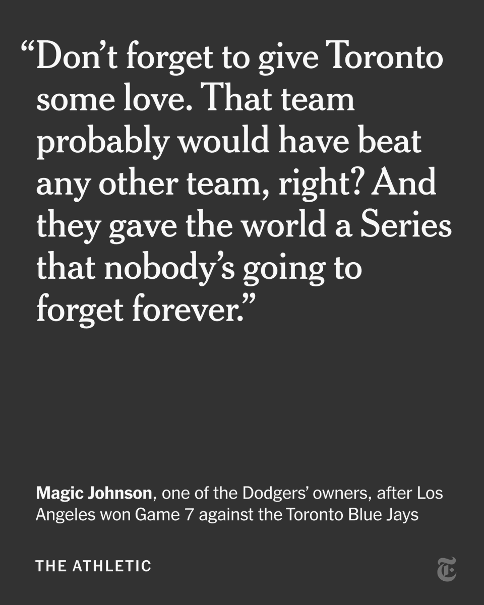 From <a href="/TheAthletic/">The Athletic</a>: How can you tell when you’ve just been part of the greatest World Series game of your lifetime?

Game 7 between the Los Angeles Dodgers and the Toronto Blue Jays kept us riveted from start to finish. Nobody is going to forget this one. nyti.ms/3X9PFo8