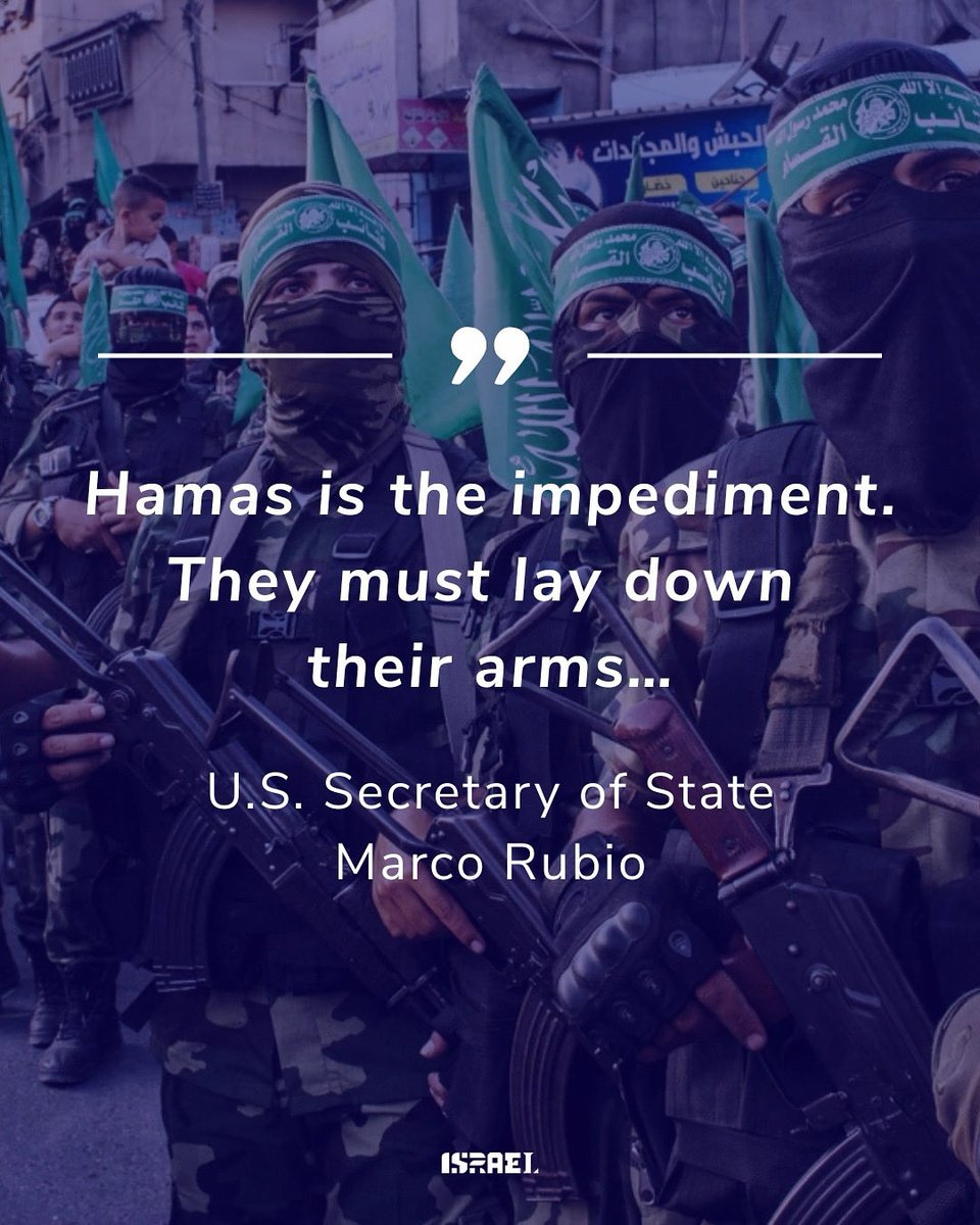Hamas must comply and disarm. Gaza must demilitarize. Give the ceasefire a chance.