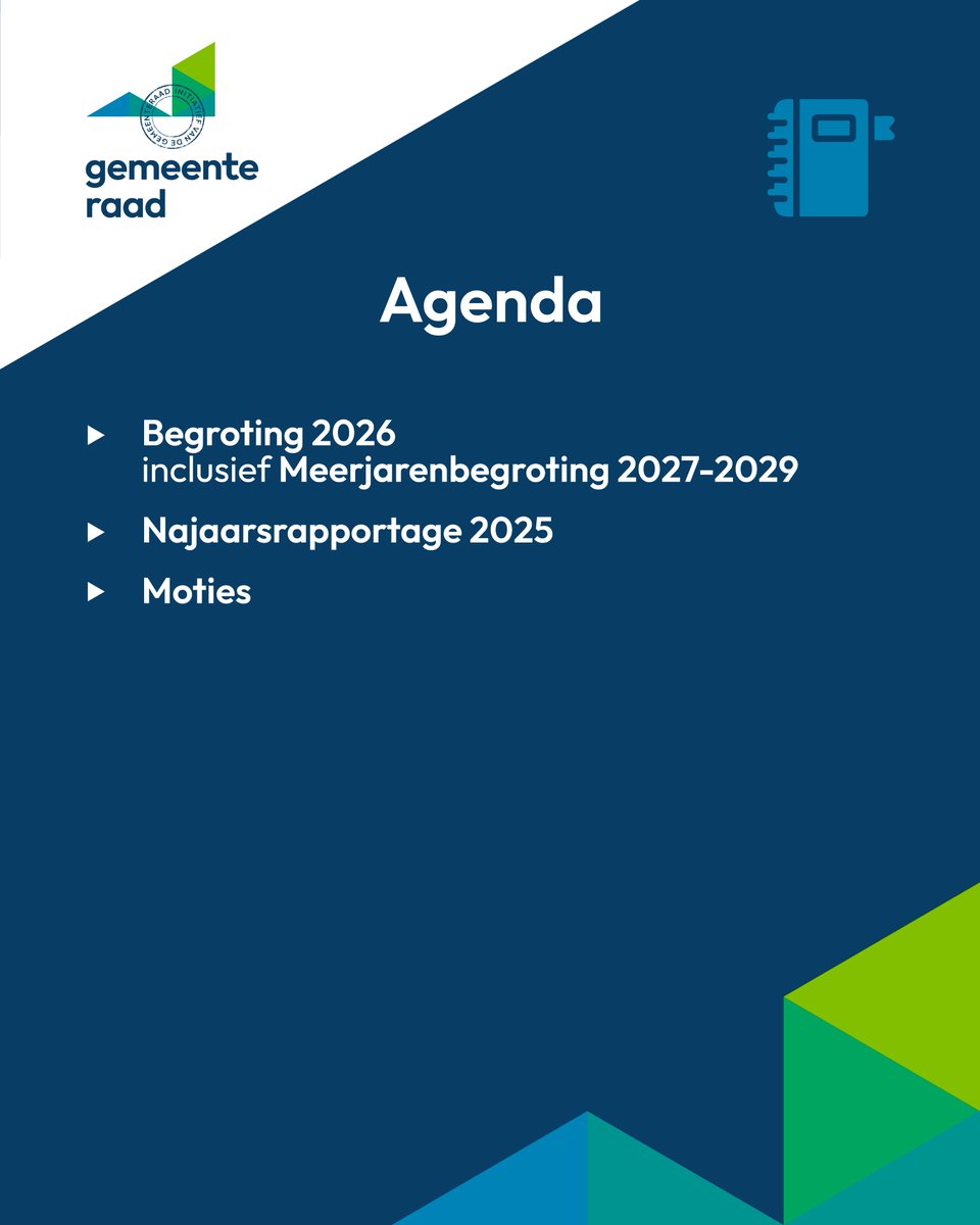 𝗥𝗔𝗔𝗗𝗦𝗩𝗘𝗥𝗚𝗔𝗗𝗘𝗥𝗜𝗡𝗚
Op dinsdag 11 oktober komt de gemeenteraad bij elkaar voor een besluitvormende raadsvergadering 🧾. Bekijk de volledige agenda op: bit.ly/Raad_11november