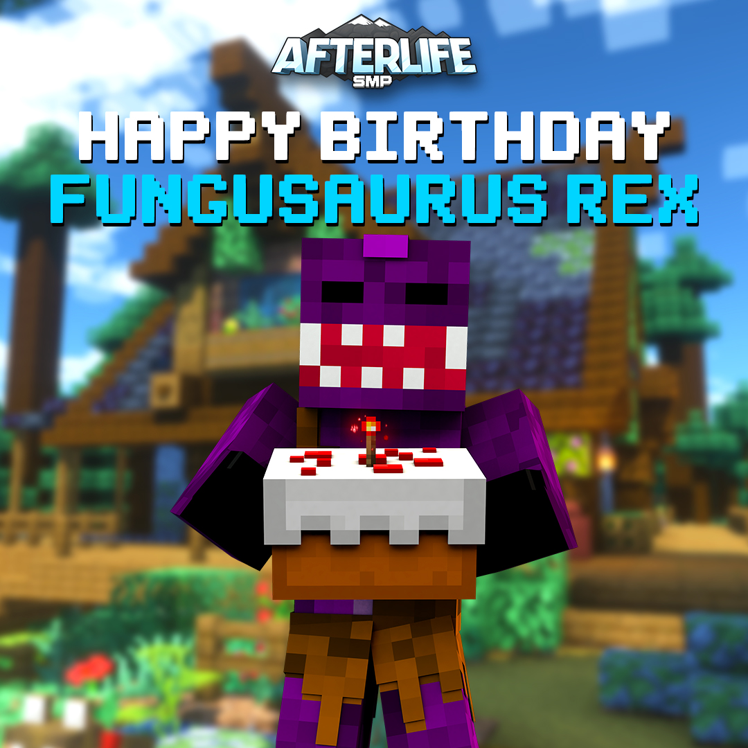 Roaring into another year! 🦖 Happy Birthday, Fungusaurus Rex! 🎂 Wishing you an awesome day from all of us on AfterLife SMP!
#Minecraft #MinecraftSMP #HappyBirthday