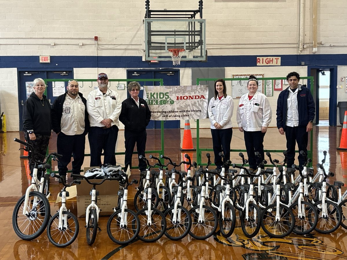 Big thanks to Honda for gifting Alexander Wilson Elementary the All Kids Bike Kindergarten PE Learn-to-Ride Program! 🎉

This incredible program will teach 100 kindergarten students every year how to ride a bike — building confidence, coordination, and lifelong healthy habits.