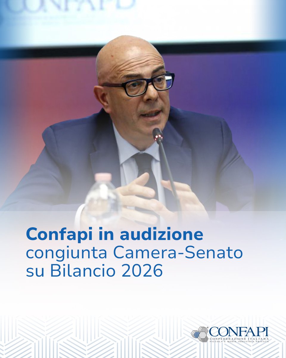 Confapi's tweet image. Confapi, rappresentata dal Vicepresidente @frances57038146, è stata audita oggi dalle Commissioni congiunte bilancio del Senato e della Camera sulla Legge di Bilancio 2026.  

Leggi la notizia completa 👉 confapinews.confapi.org/news/confapi-i…