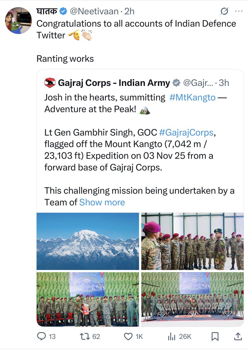 No inkling about fauj or the way it works. But Def Twitter plays as if it totally understands the way fauj should work. 
Had it not been for memes, would have left this platform long ago.