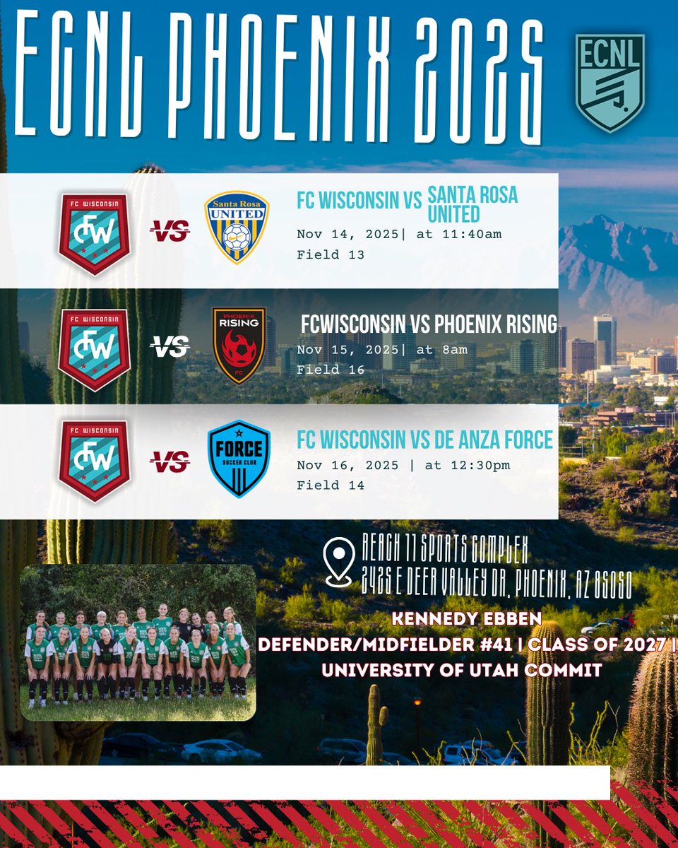 KennedyEbben's tweet photo. Come check out my team in Phoenix!!! Lots of great girls looking for their next home! @fc_wi_ecnl @ecnlgirls @imyouthsoccer https://t.co/XUijBN6icV