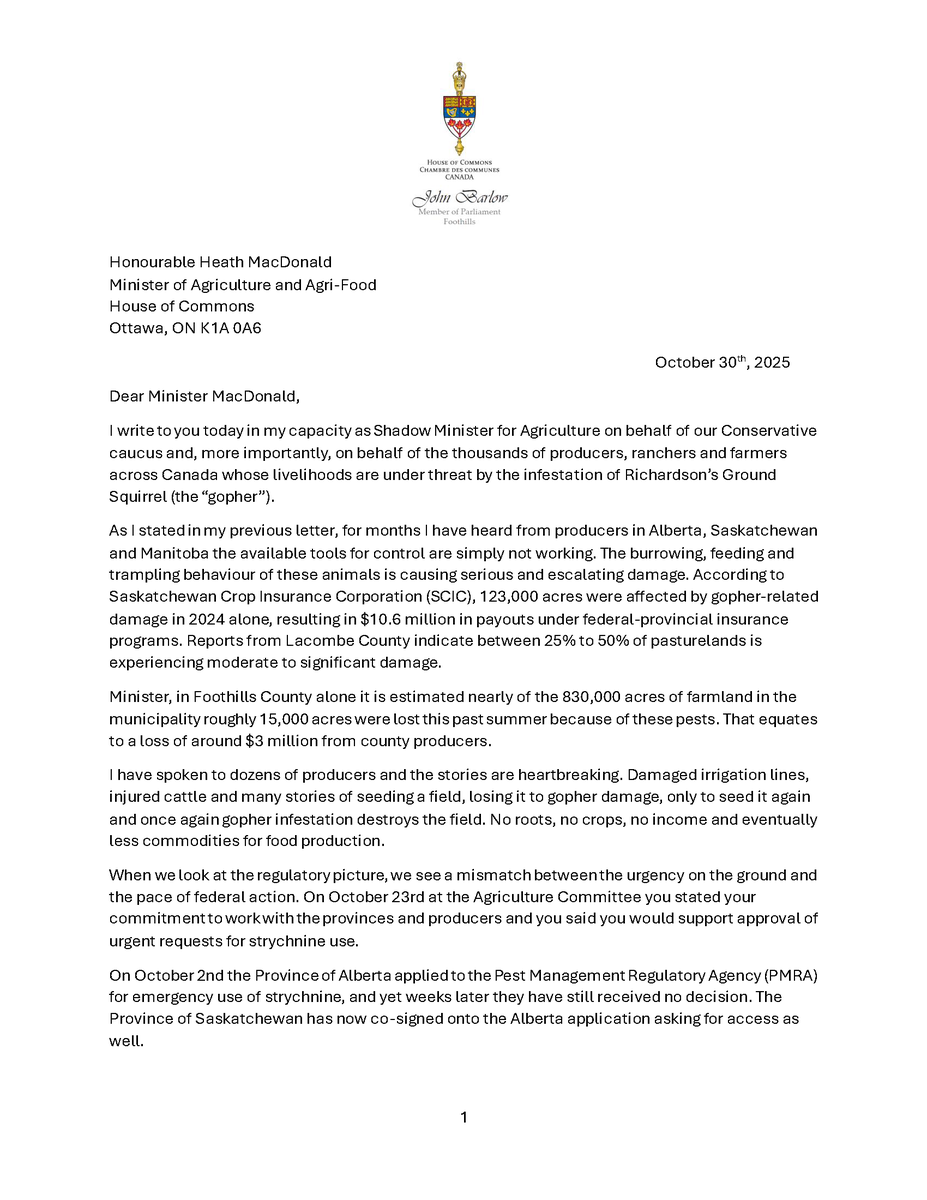 davidbexte's tweet photo. Shadow Minister for Agriculture, John Barlow, has called on Agriculture Minister Heath MacDonald to act.

Farmers don’t need talk. They need action.
The Minister said he would stand with producers. It’s time to prove it.

Food security and farm livelihoods are on the line. https://t.co/L559hAGLGQ