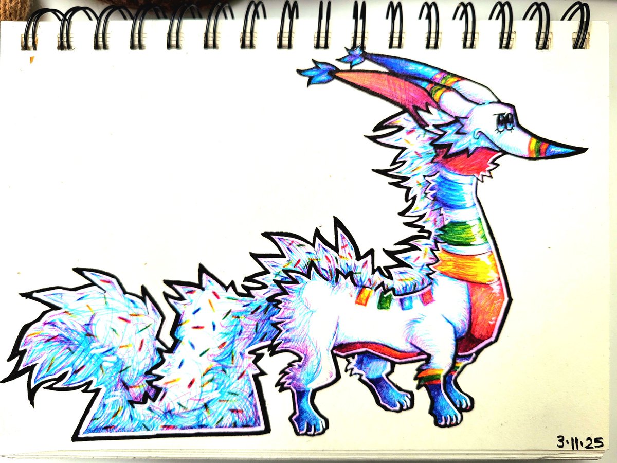 some art i made today of an old oc of mine. his name is confetti