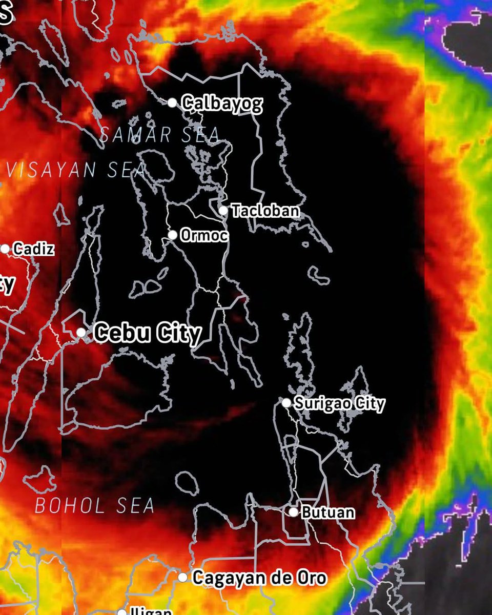As of 10 p.m. Monday, TINO packs maximum sustained winds of 150 km/h near the center, gustiness of up to 205 km/h, and central pressure of 960 hPa.