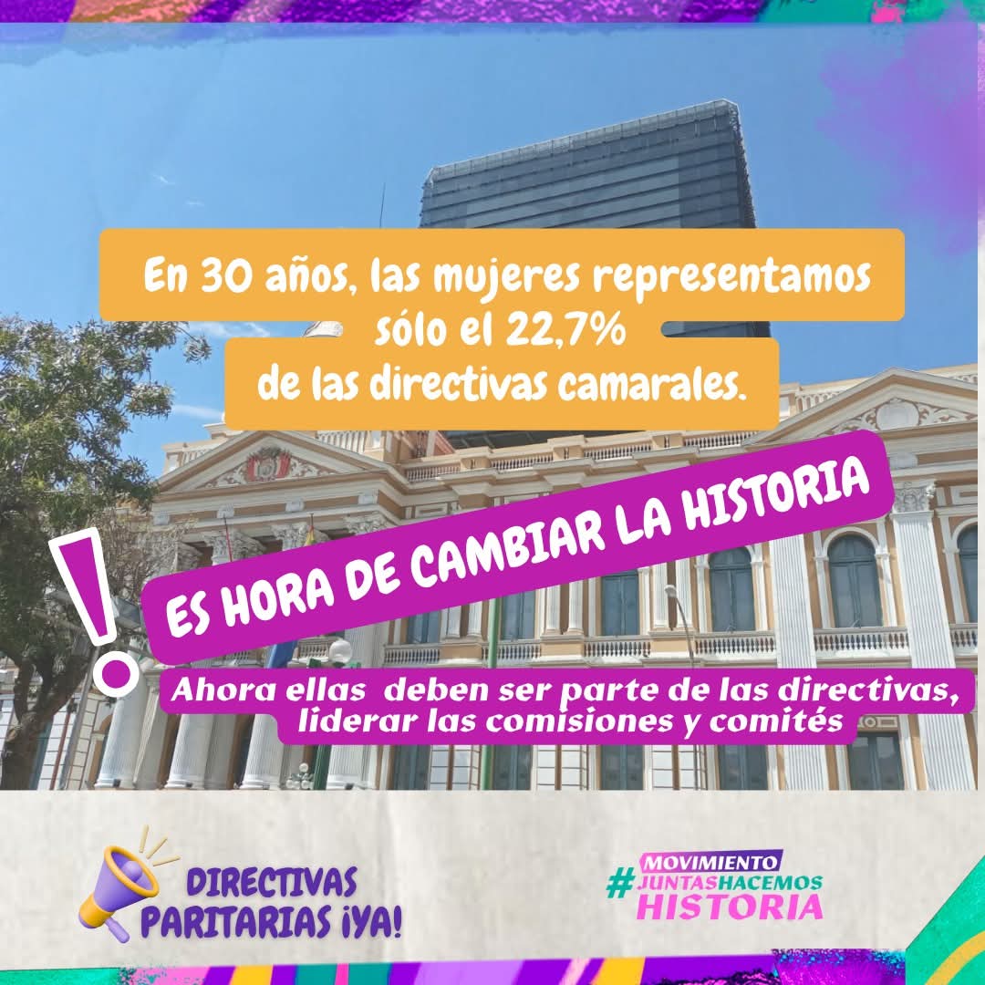 #DirectivasParitariasYa
En los últimos 30 años, nuestra participación en las directivas camarales ha sido ínfima, apenas el 22,7%. ¡ES HORA DE CAMBIAR LA HISTORIA! Nuestro alto nivel de representación en la ALP debe reflejarse en los espacios de decisión.

#MujeresAlFrente