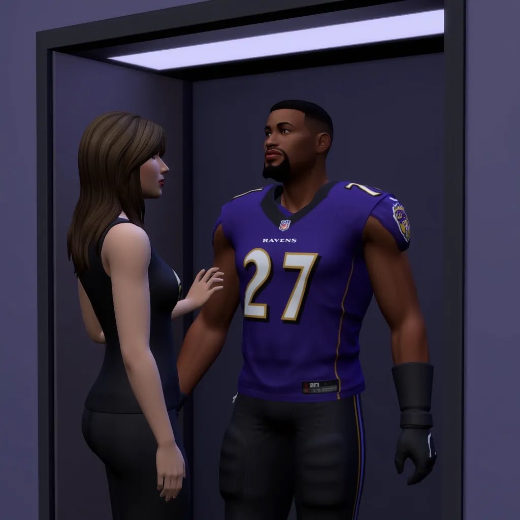 MVFootball25's tweet photo. Oh No! Don’t get in the elevator Ray! 

 Don’t worry, in Be-A-Pro mode you control the story! No one’s catching a case on your watch!

#Football https://t.co/frls4Eus4x