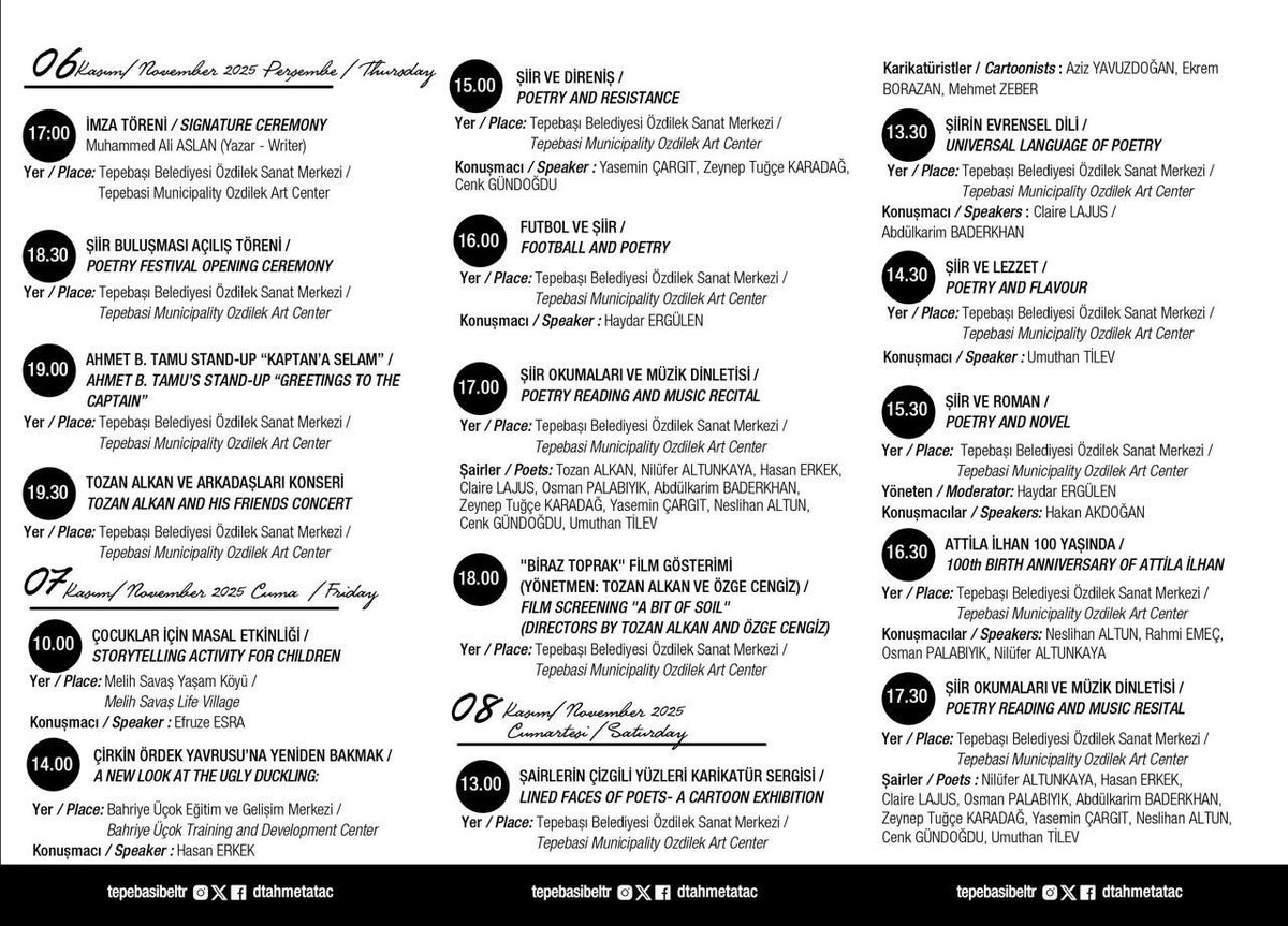 Uluslararası Eskişehir Şiir Buluşması’nda şair dostlar ve şiir tutkunlarıyla buluşacağız. 

Çocukları da unutmadık. 

Görüşmek, paylaşmak dileğiyle…