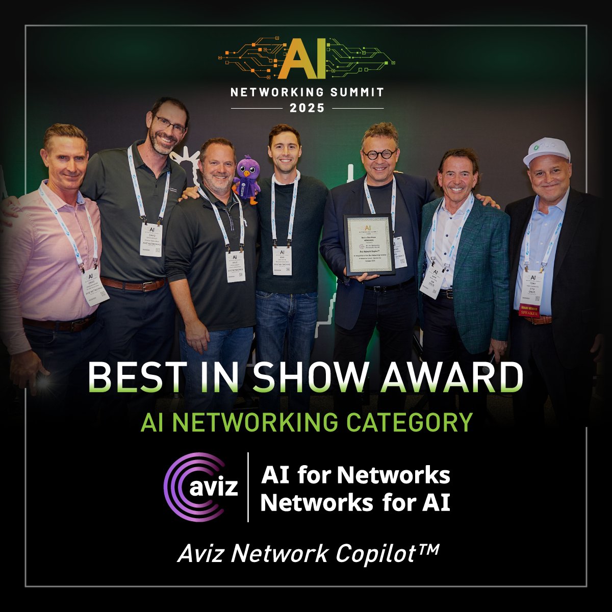 Congrats to <a href="/AvizNews/">Aviz News</a> for winning Best in Show at the AI Networking Summit for their Aviz Network Copilot™. 

Their AI-native platform is redefining network operations and observability across enterprise infrastructure.