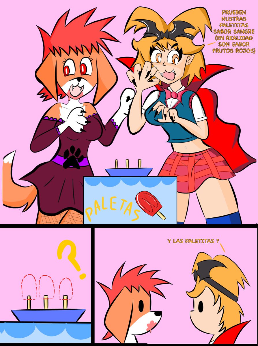 Mes del Halloween 🎃👻

Bueno ya no es pero mejor tarde que nunca 🥰

Mi parte de un arttrade con <a href="/smash_anima/">✨🎃ÁnimaSmash🎃✨</a> 
Taffy y Shyly vestidas de vampiras vendiendo paletas de hielo, bueno intentando 😅