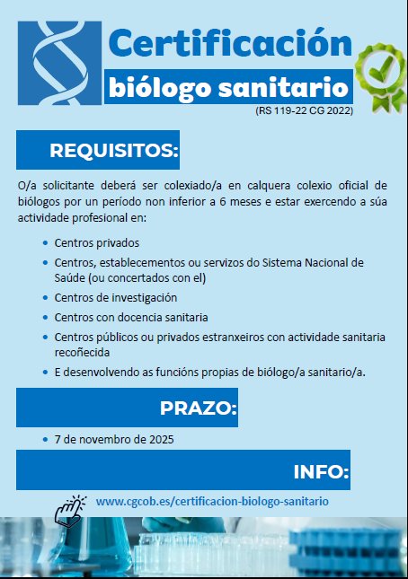 COBGalicia's tweet image. #certificacionsanitaria #biologos #biologas #bioloxia