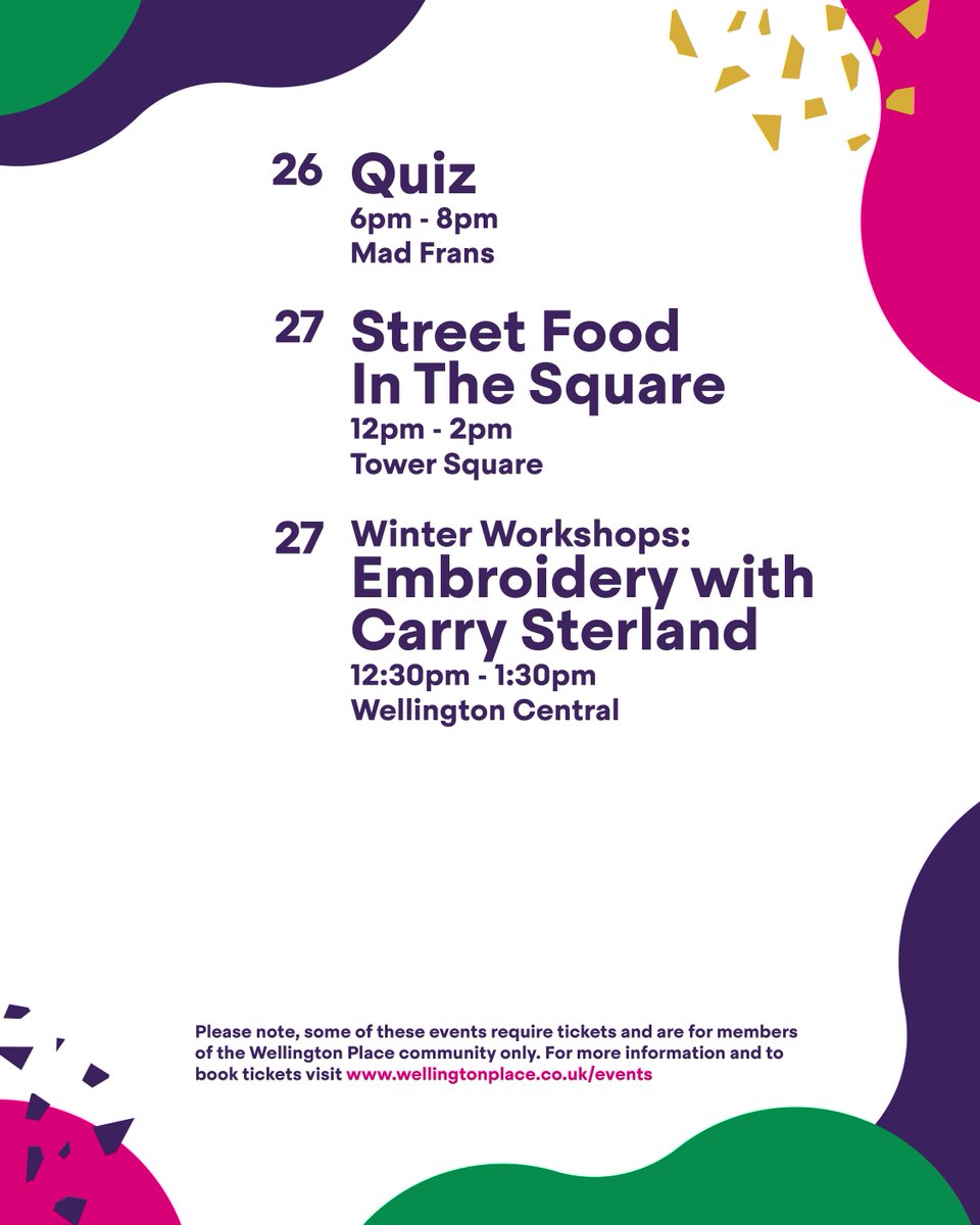 Now the clocks have turned back and the darker evenings are here, get involved with one of our free fitness classes or step back in time at History Club!

There’s so much more to keep you busy this November 👉 wellingtonplace.co.uk/events/ 

#WellingtonPlace #Community