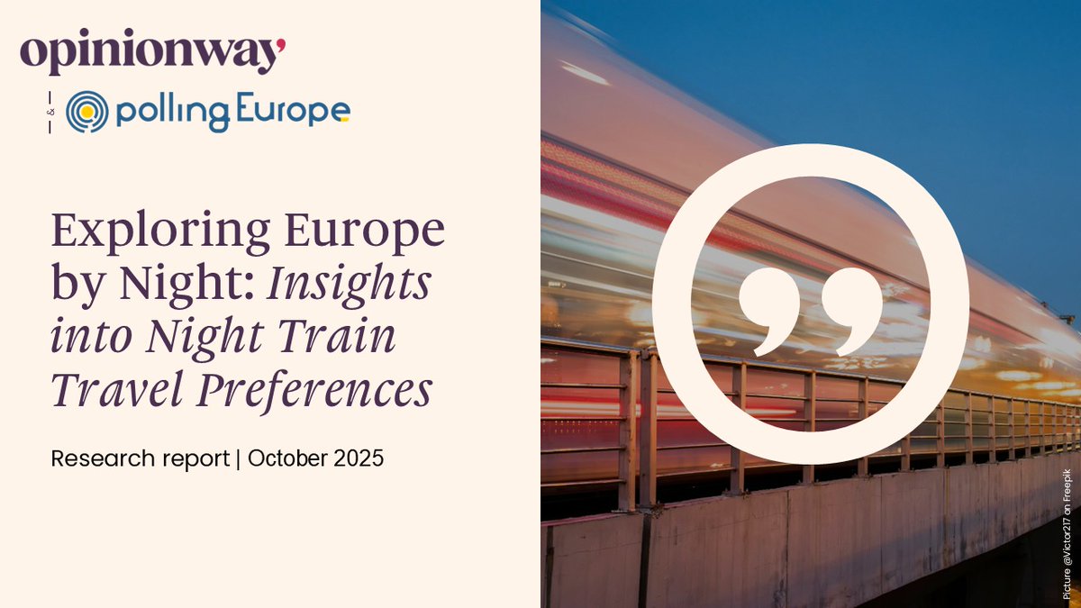 opinionway's tweet image. [TRANSPORT]🚆🌙 Night trains: relic of the past or promise for Europe’s future?
Discover the key findings of our exclusive survey conducted with @PollingEU 
👉 ow.ly/VU1A50XkN3V
#NightTrain #SustainableMobility #GreenTransition #TravelInEurope #Mobility