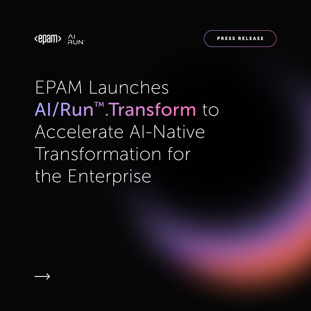 EPAMSystems's tweet image. Transform your enterprise with EPAM’s AI/Run™.Transform, a playbook that integrates proven #Blueprints, expert #Talent and agentic #Tools to drive enterprise-wide AI adoption at scale: ow.ly/AAIt50XgcPr