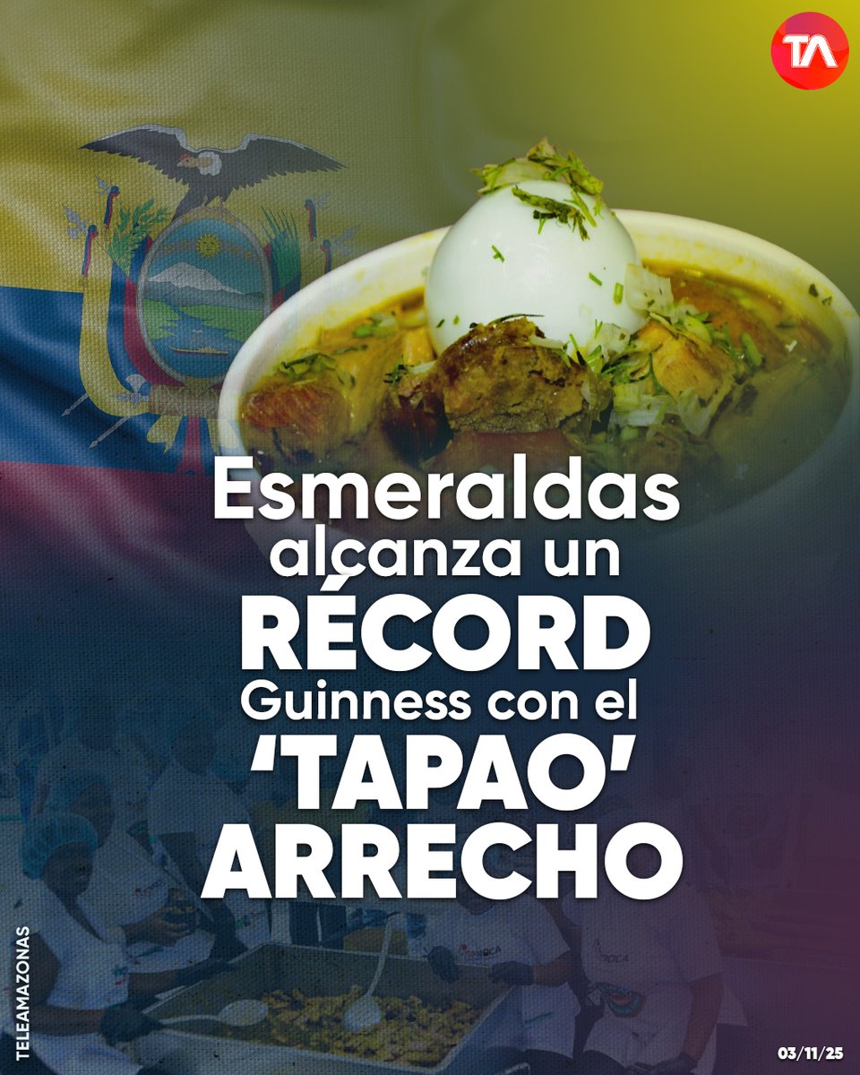 #ATENCIÓN | ¡Nuevo Récord Guinness para Esmeraldas! 🏆 Suma su segundo récord mundial, tras el encocao más grande logrado en Carnaval ow.ly/98X650XlVWU