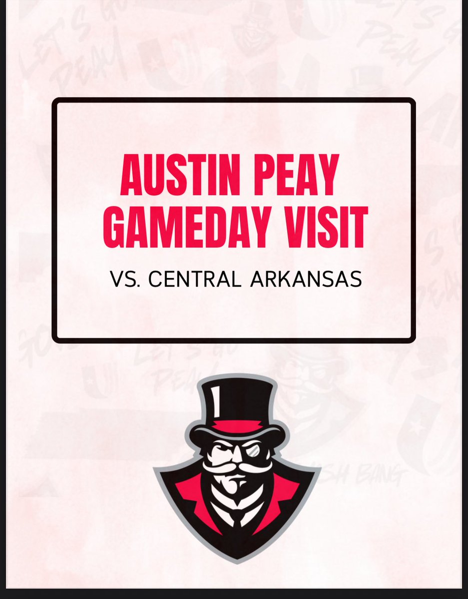 bradydowlingfb's tweet photo. Thanks to Austin Peay University for the D1 Gameday Visit invite! @GovsFB https://t.co/7XEz9pQFTp