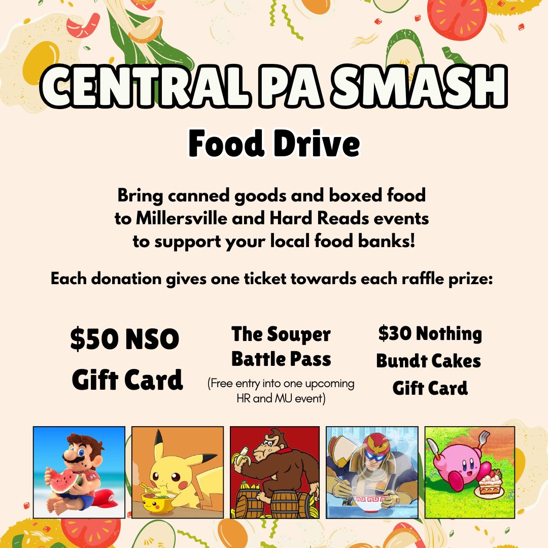 Central is running a food drive throughout November and most of December!

All donations will give entries for raffles including the prizes below!