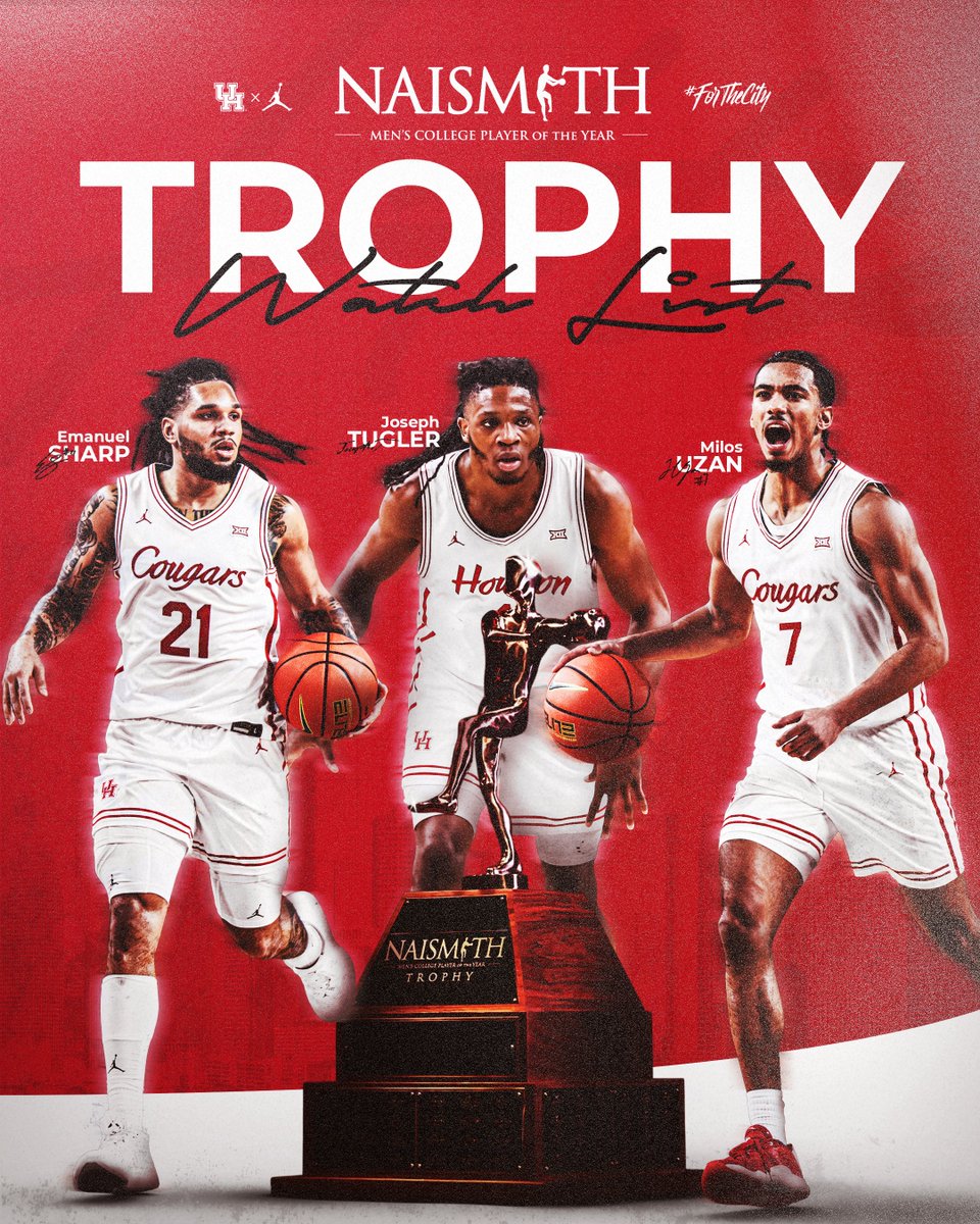 UHCougarMBK's tweet image. Three of the country's best!

@emanuelsharp_, @joseph_tugler &amp;amp; @lossyuzan named to @jerseymikes @NaismithTrophy Player of the Year Watch List

Coogs in action vs Lehigh at 7 pm TONIGHT in Fertitta Center

#ForTheCity x #GoCoogs 

🔗 – bit.ly/4osuGJs