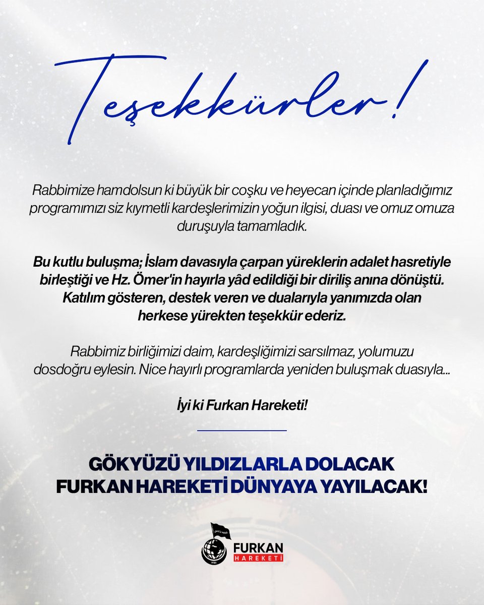 TEŞEKKÜRLER !

FurkanHareketi TekYürek
#AdanadaBüyükBuluşma