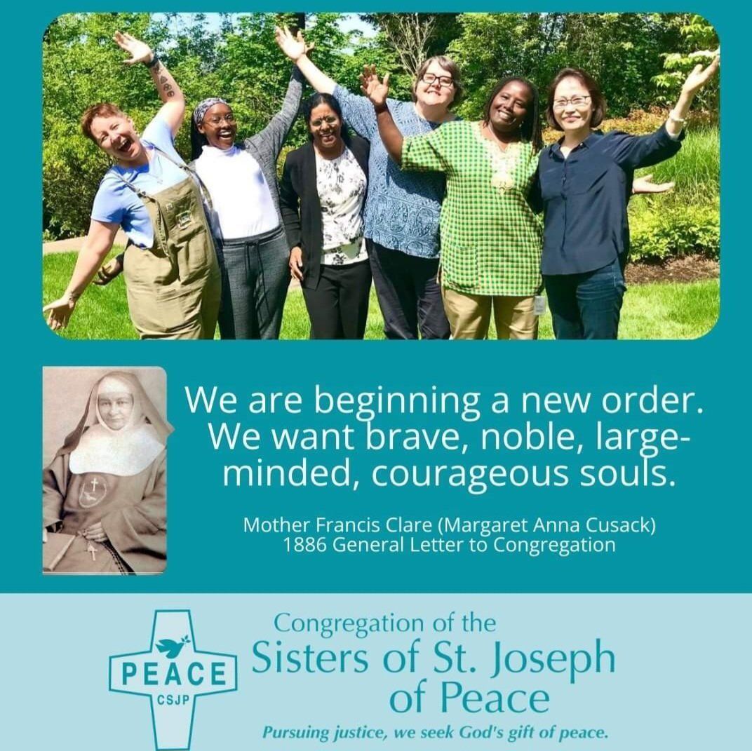 SistersofPeace's tweet image. Happy Vocation Awareness Week!

&quot;We are beginning a new order. We want brave, noble, large-minded, courageous souls.&quot; 
- Mother Francis Clare (Margaret Anna Cusack)
   1886 General Letter to Congregation 

#vocationawarenessweek
#vocations
#community